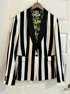 Beetlejuice Blazer Black White Striped Size 16